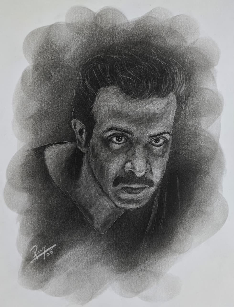 Charcoal Portrait of Shakib Khan