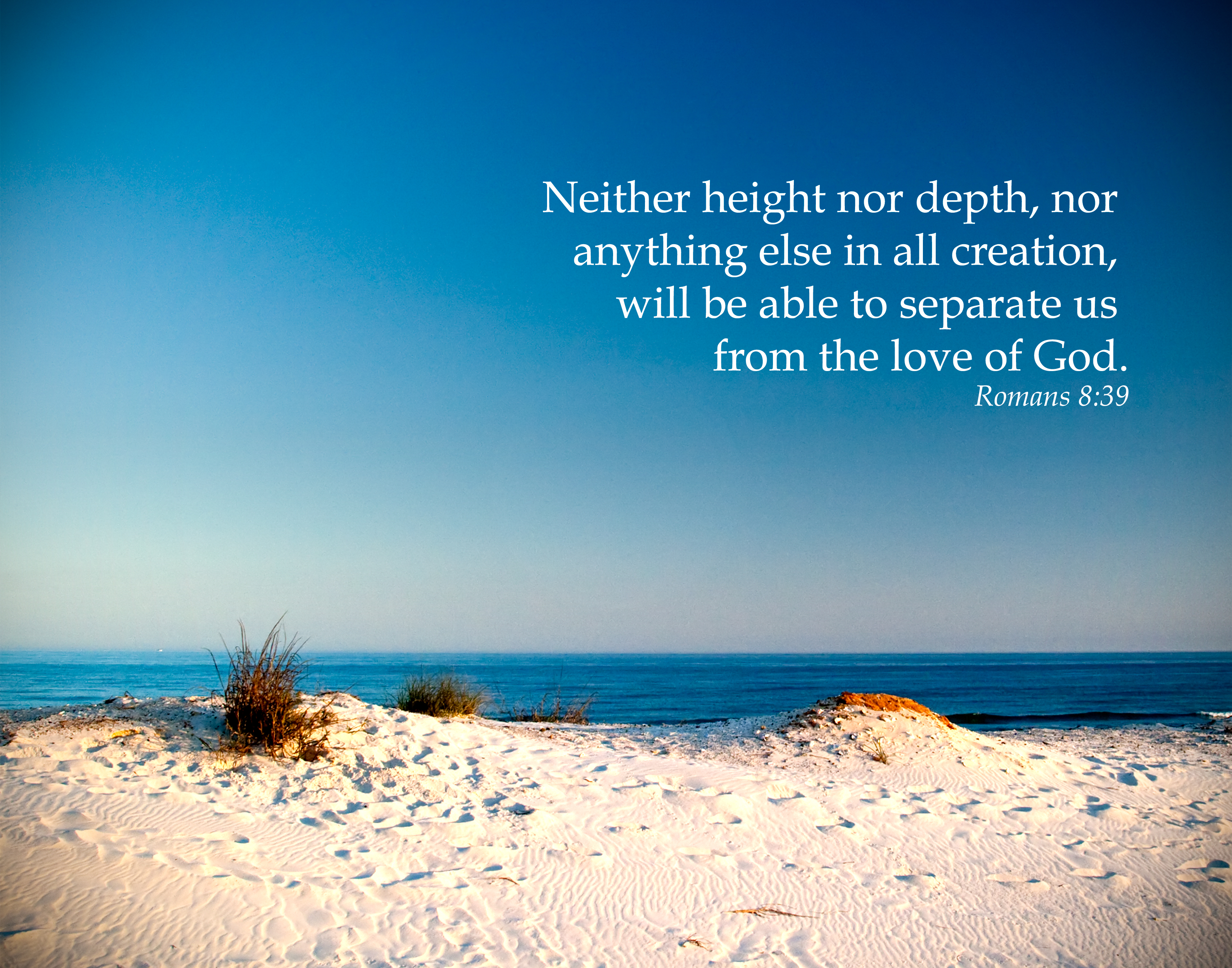 Romans 8:39 Inspirational Beach Scripture Print