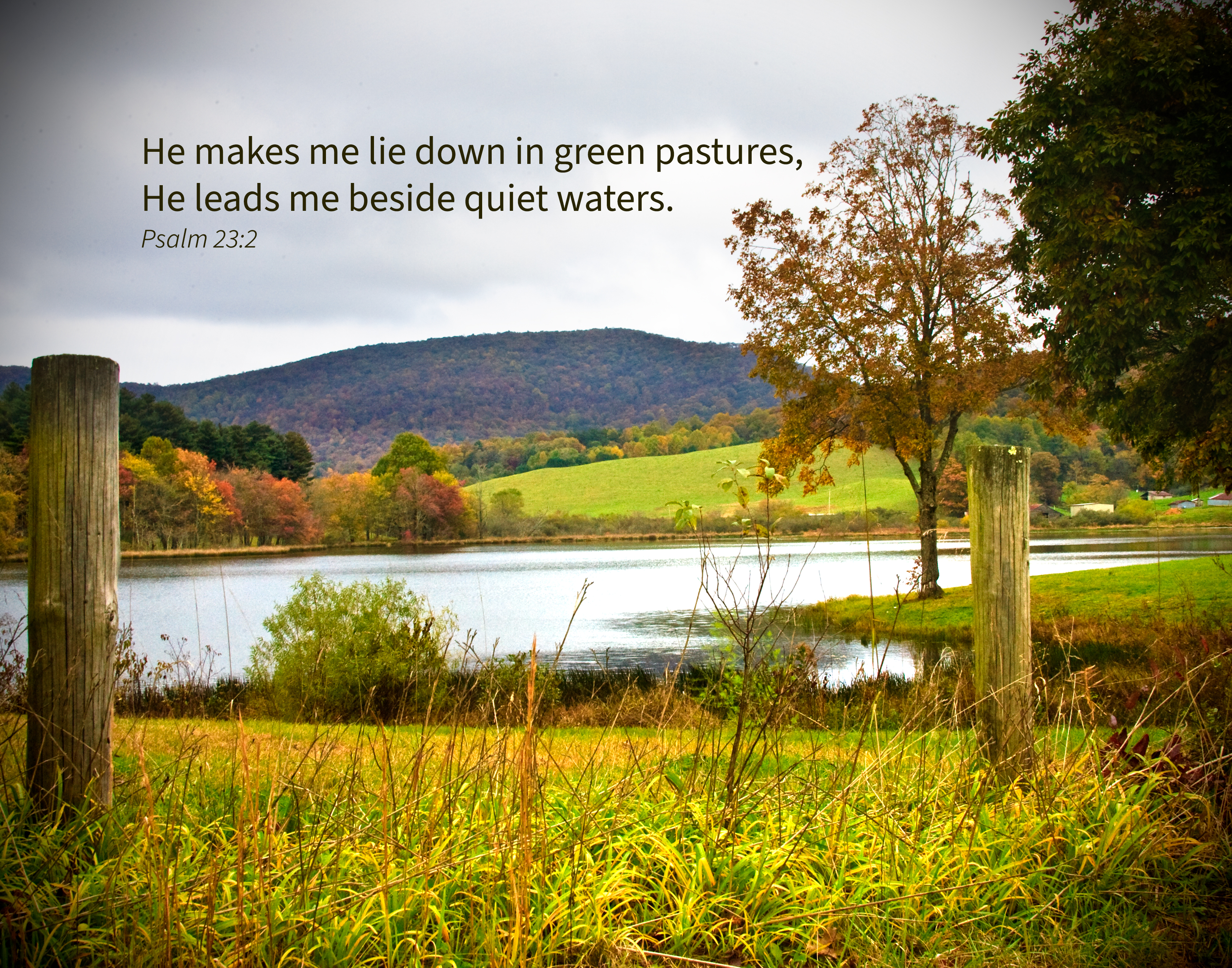 Psalm 23 Green Pastures Inspirational Print