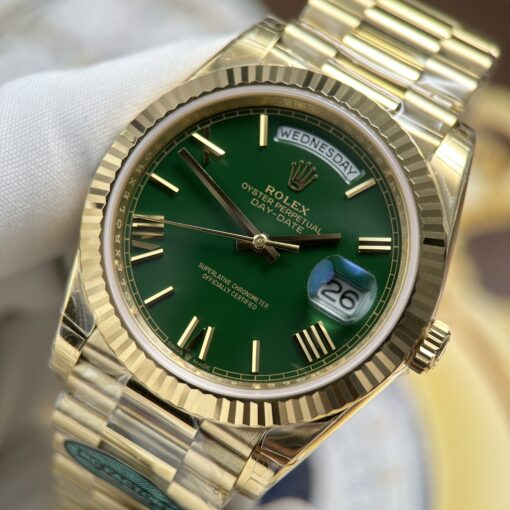 Đồng hồ Rolex Day-Date nam Rep 1:1, mặt xanh lá cây champagne, trọng lượng 212 gram, Size 40mm