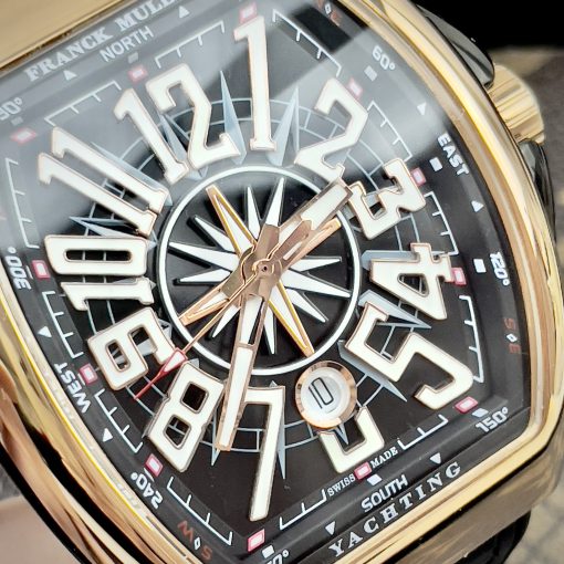 Đồng hồ Franck Muller V45 máy cơ Nhật, màu đen vỏ vàng hồng 45mm, thép không gỉ