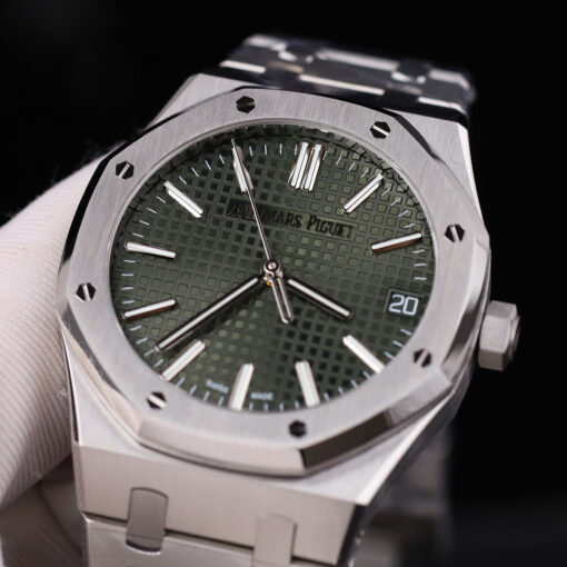 Đồng hồ nam Audemars Piguet Royal Oak 15500 mặt xanh lá cây dây kim loại, Size 41mm