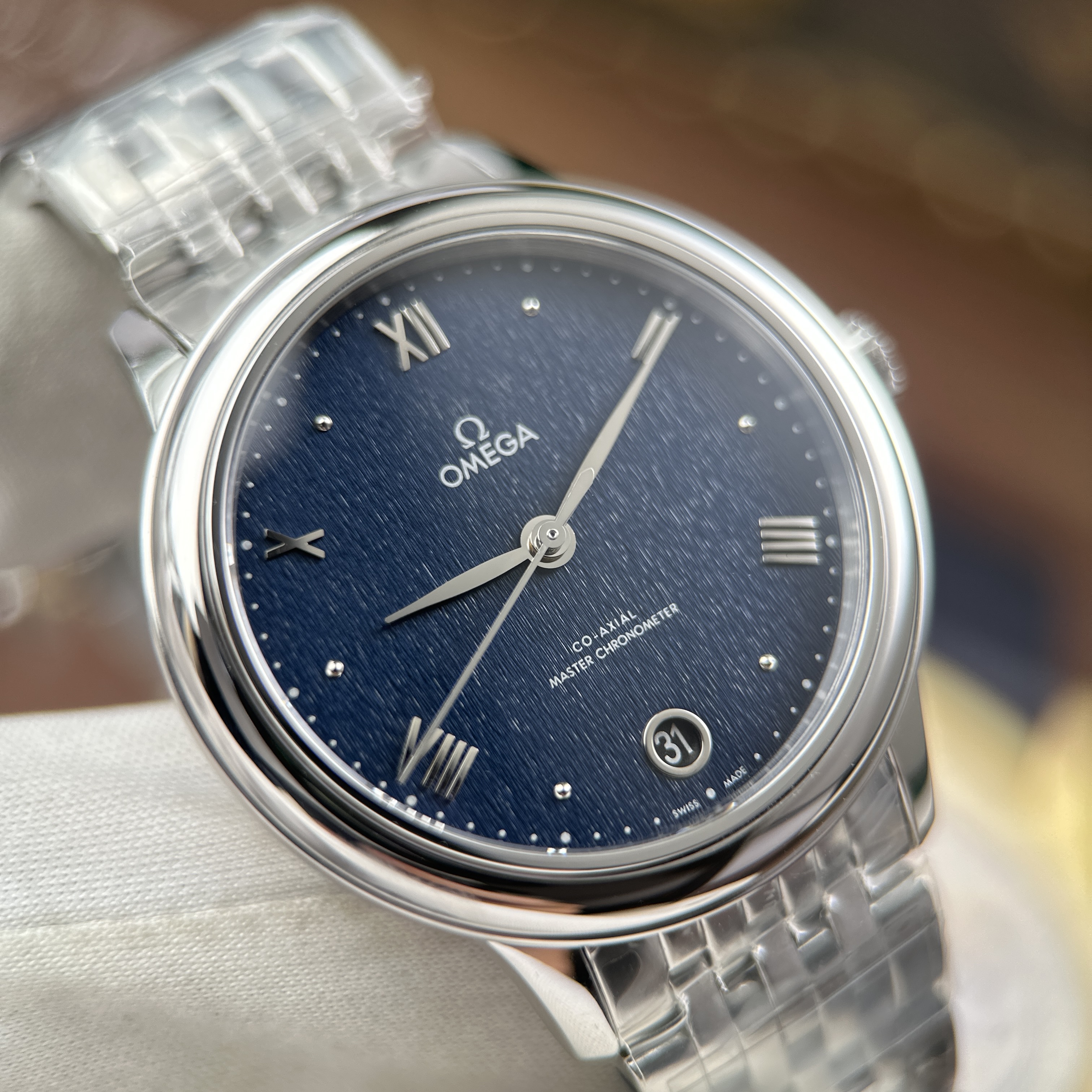 Đồng hồ Omega De Ville Prestige, size 34mm. Xanh