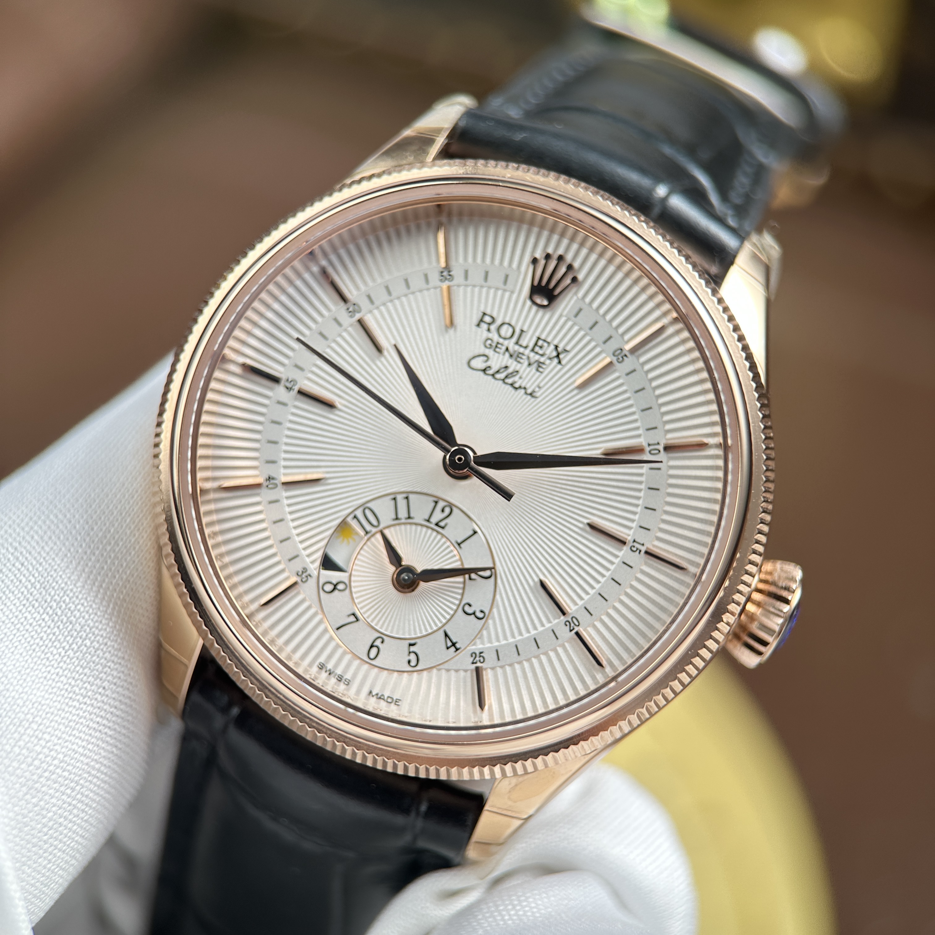 Đồng hồ Rolex Cellini Dual Time 50529 & 50525, size 39mm, Rose Gold