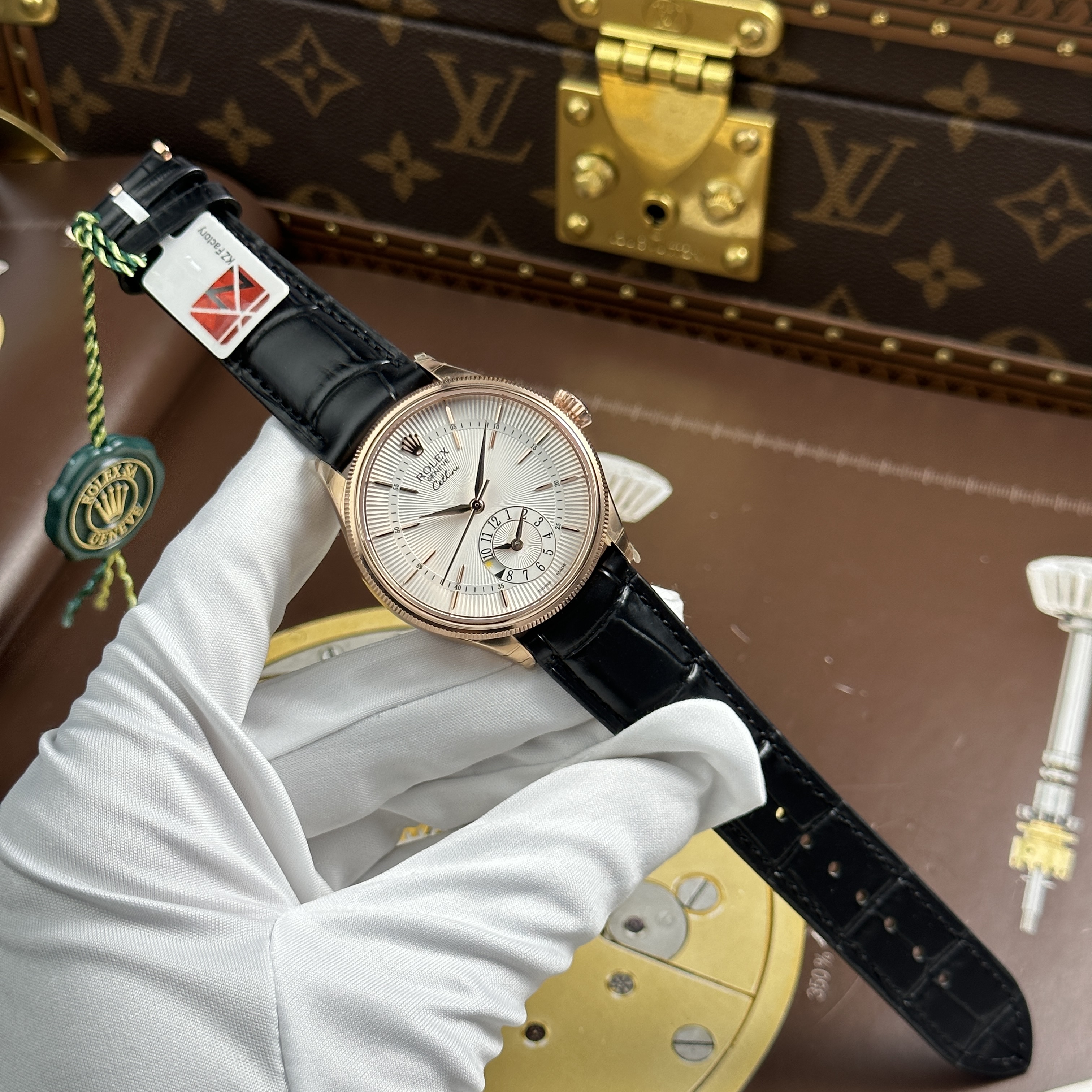 Đồng hồ Rolex Cellini Dual Time 50529 & 50525, size 39mm, Rose Gold