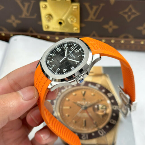 Đồng hồ Patek Philippe Aquanaut 5167 Rep 1:1, mặt xám dây cam, tinh chỉnh cao cấp, Size 40mm