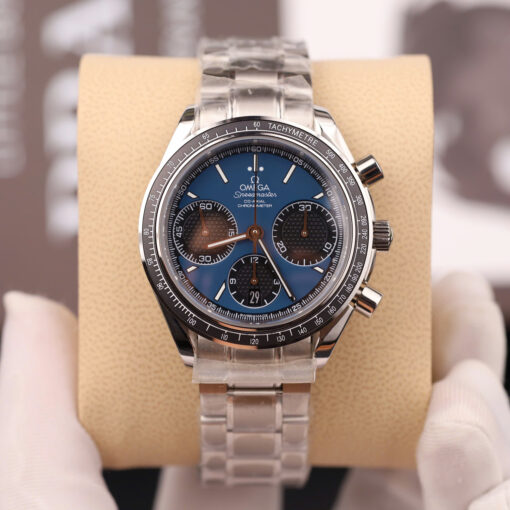 Đồng hồ Omega Speedmaster Racing Chronograph, mặt xanh dương dây kim loại, Size 40mm