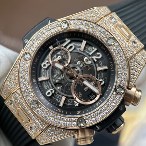 Đồng hồ nam Đồng hồ Hublot Big Bang Unico King Gold, đính Full đá, Size 45mm