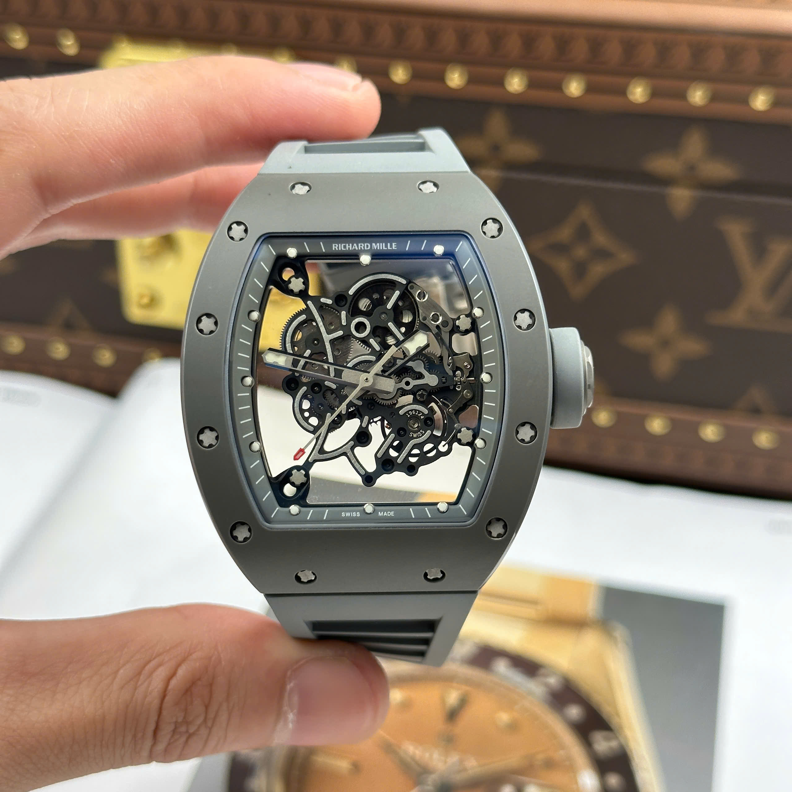 Đồng hồ Richard Mille RM055 Bubba Watson All Grey Boutique Edition, size 42.7 x 49.9mm, Xám đậm