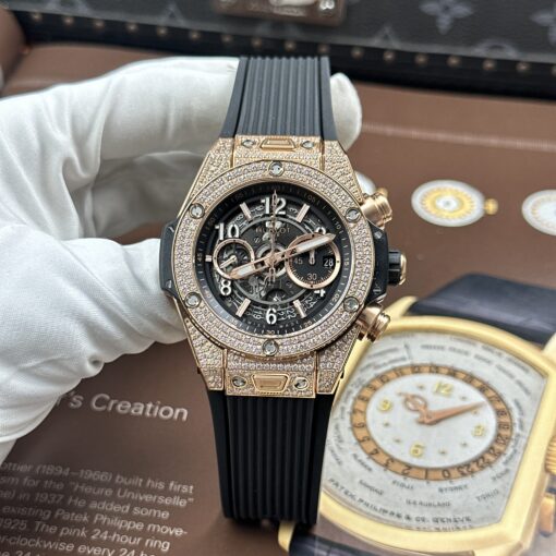 Đồng hồ nam Đồng hồ Hublot Big Bang Unico King Gold, đính Full đá, Size 45mm