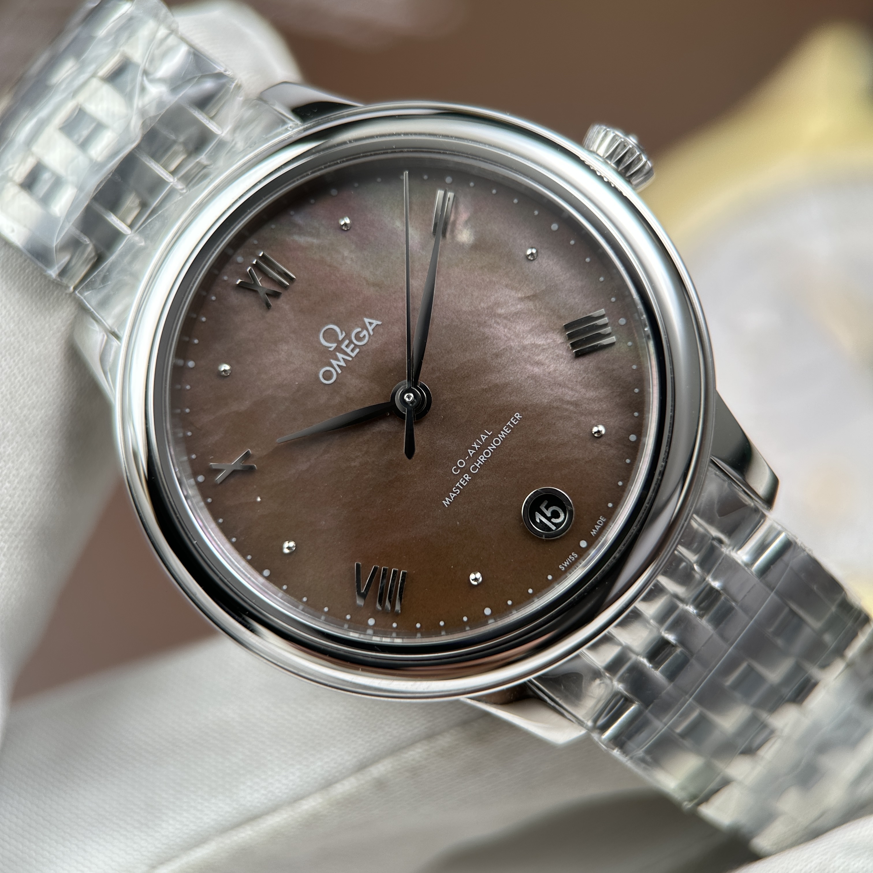 Đồng hồ Omega De Ville Prestige, size 34mm. Nâu