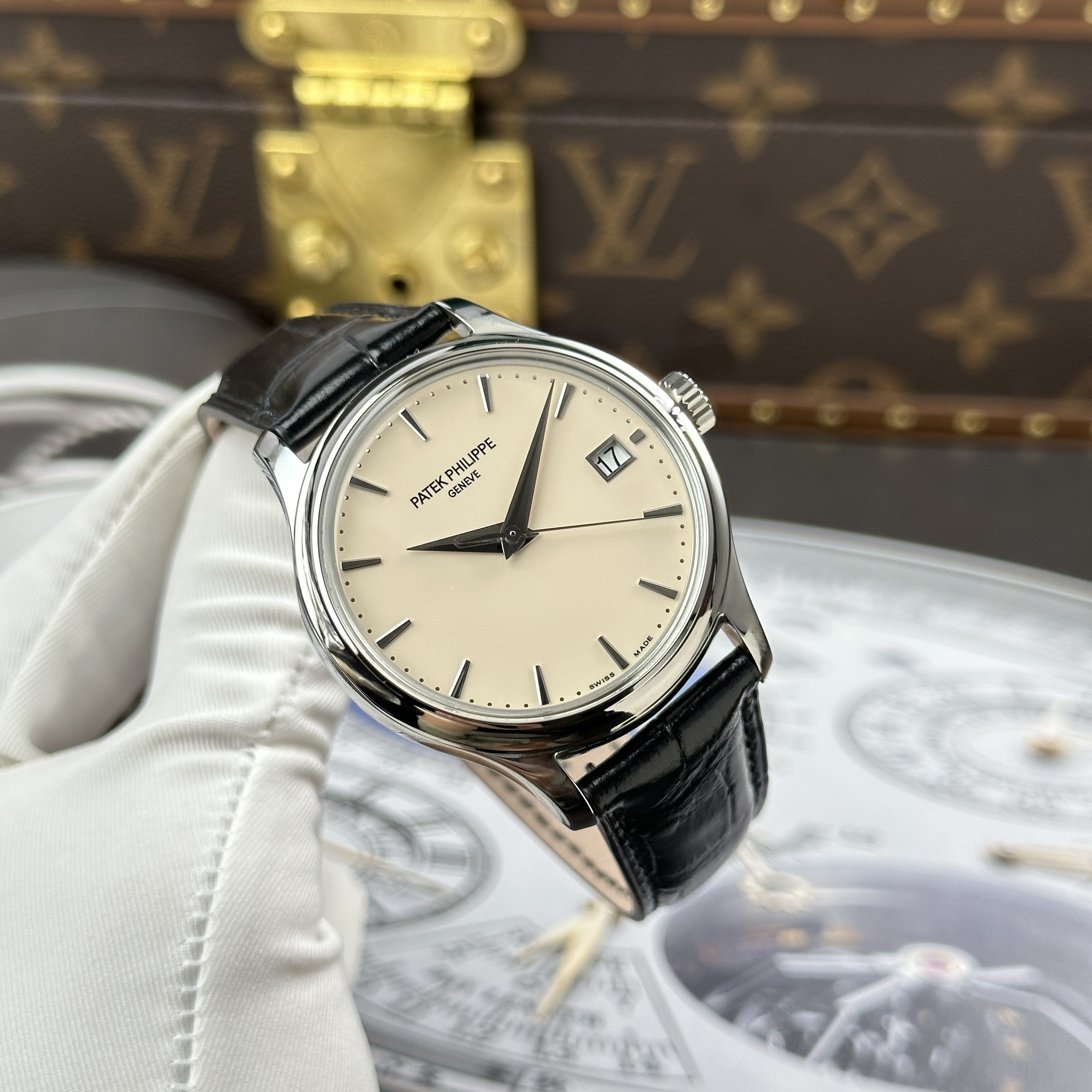 Đồng hồ nam Patek Philippe Calatrava 5227 Replica 1:1, size 39mm, 3K Factory, Màu trắng