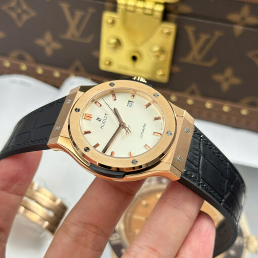  Đồng hồ Hublot nam Classic Fusion King Gold, mặt trắng máy cơ Thụy Sỹ, Size 42mm