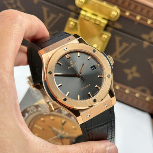 Đồng hồ nam Hublot nam Classic Fusion King Gold, mặt xám, máy cơ Thụy Sỹ, Size 42mm