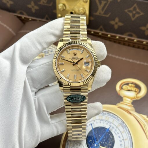 Đồng hồ Rolex Day-Date, mặt vàng champagne, Size 40mm