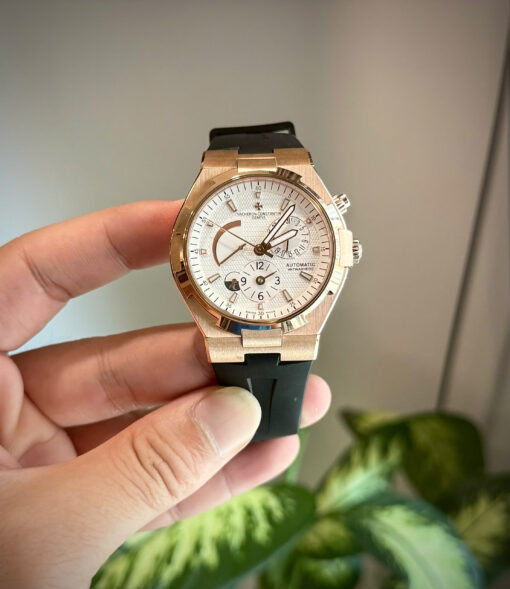 Đồng hồ Vacheron Constantin Rep 1:1 Overseas Dual Time 47450, mặt trắng, size 42mm