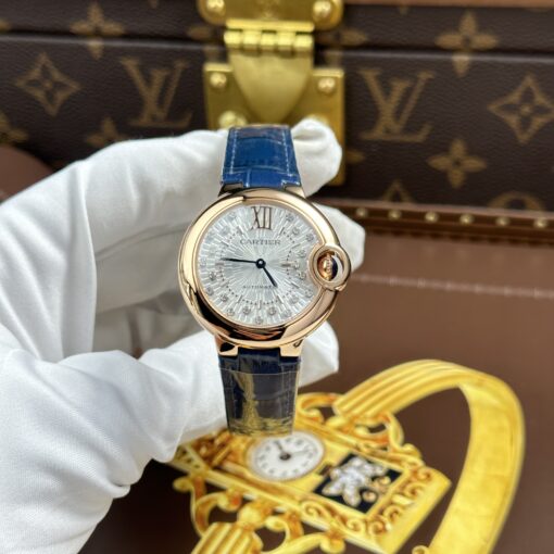 Đồng hồ Cartier Ballon Bleu WGBB0052, mạ vàng hồng dây da, Size 33mm