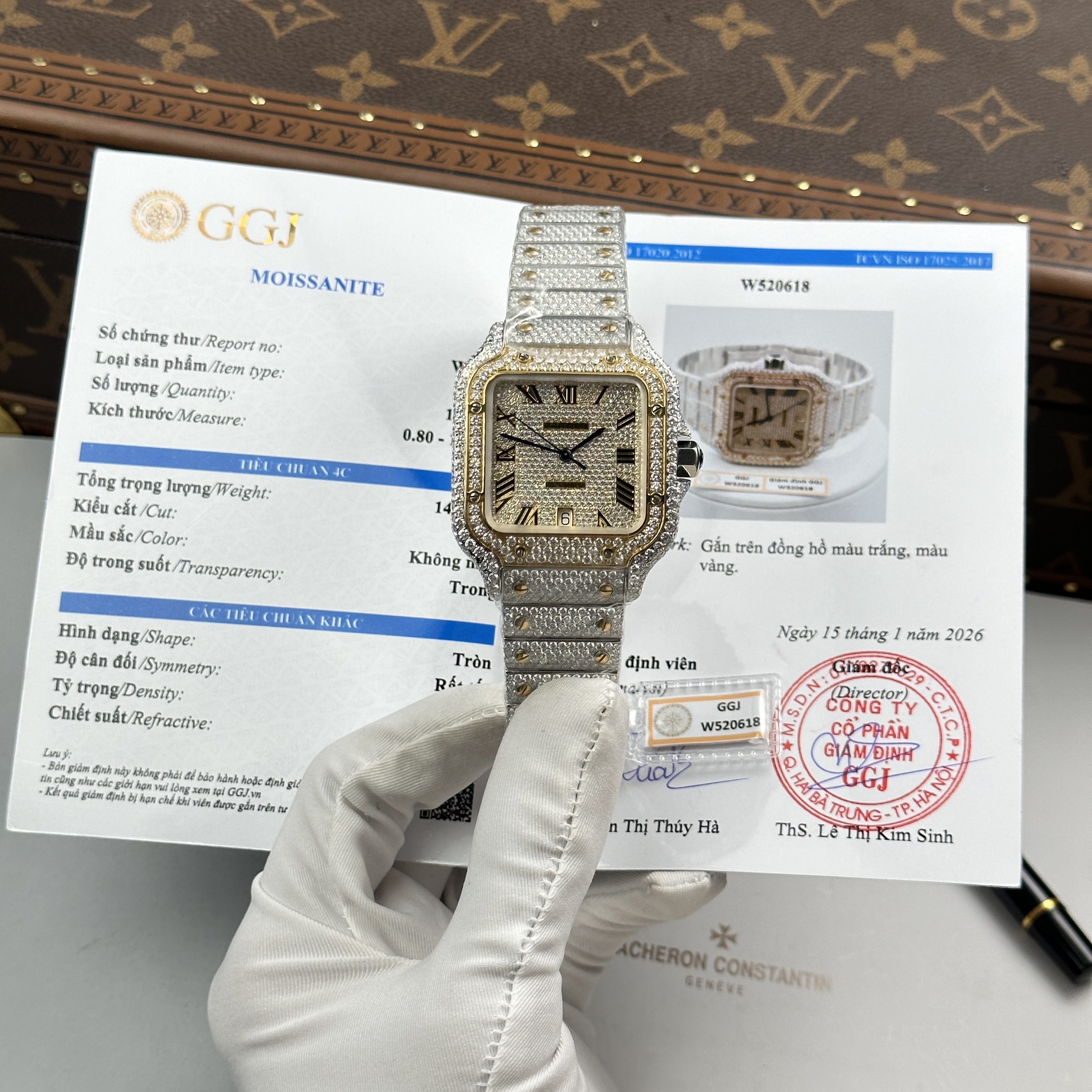 Đồng hồ Cartier de Santos Full Moissanite • Size 39.8mm