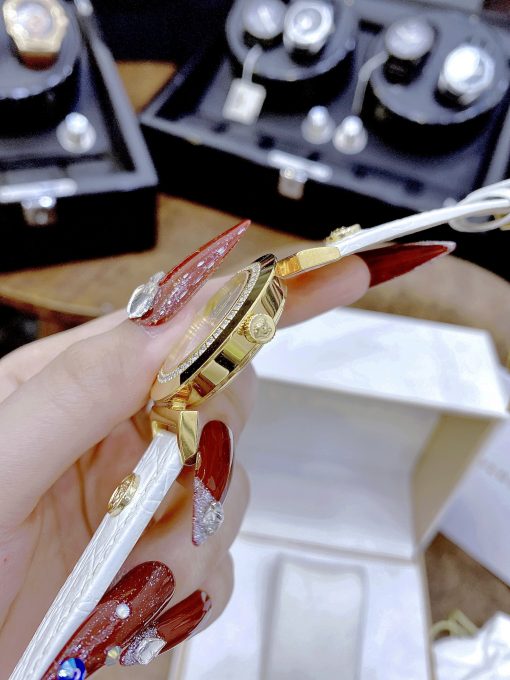 Đồng hồ Versace Vanity Like Auth dây da màu trắng mạ vàng 35mm