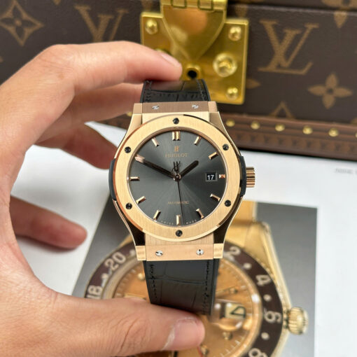 Đồng hồ nam Hublot nam Classic Fusion King Gold, mặt xám, máy cơ Thụy Sỹ, Size 42mm