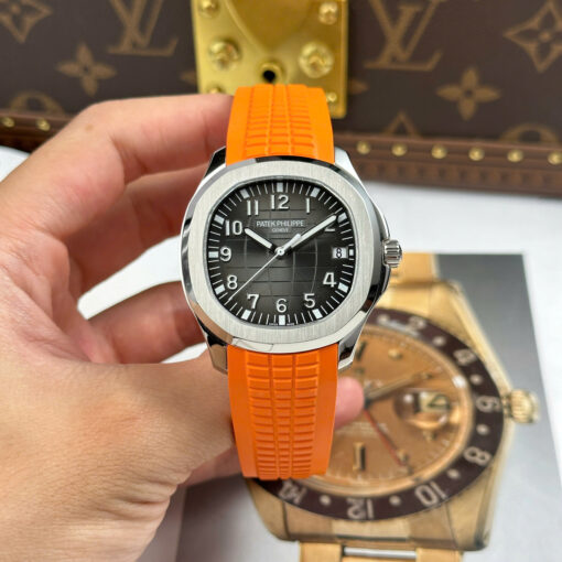 Đồng hồ Patek Philippe Aquanaut 5167 Rep 1:1, mặt xám dây cam, tinh chỉnh cao cấp, Size 40mm