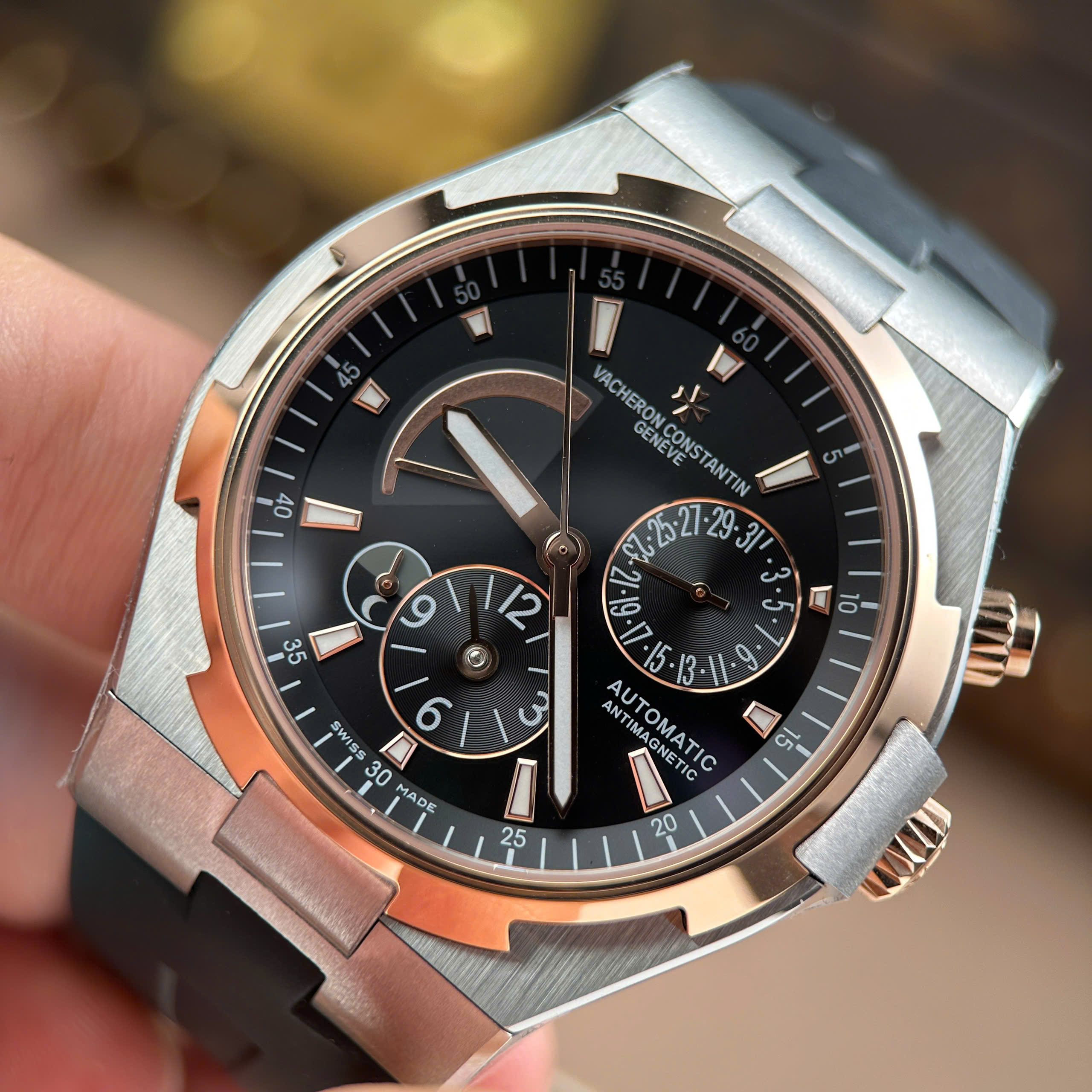 Đồng hồ Vacheron Constantin Overseas Dual Time 47450, Size 42mm, Black, dây da