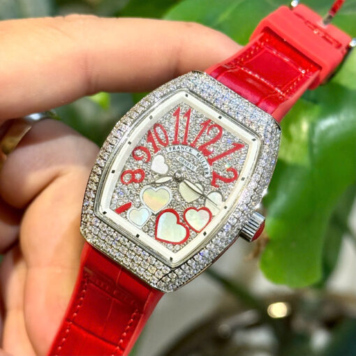  Đồng hồ Franck Muller V32 nữ Full đá mặt trái tim, Size 36mm, dày 10mm