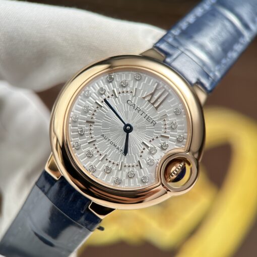 Đồng hồ Cartier Ballon Bleu WGBB0052, mạ vàng hồng dây da, Size 33mm
