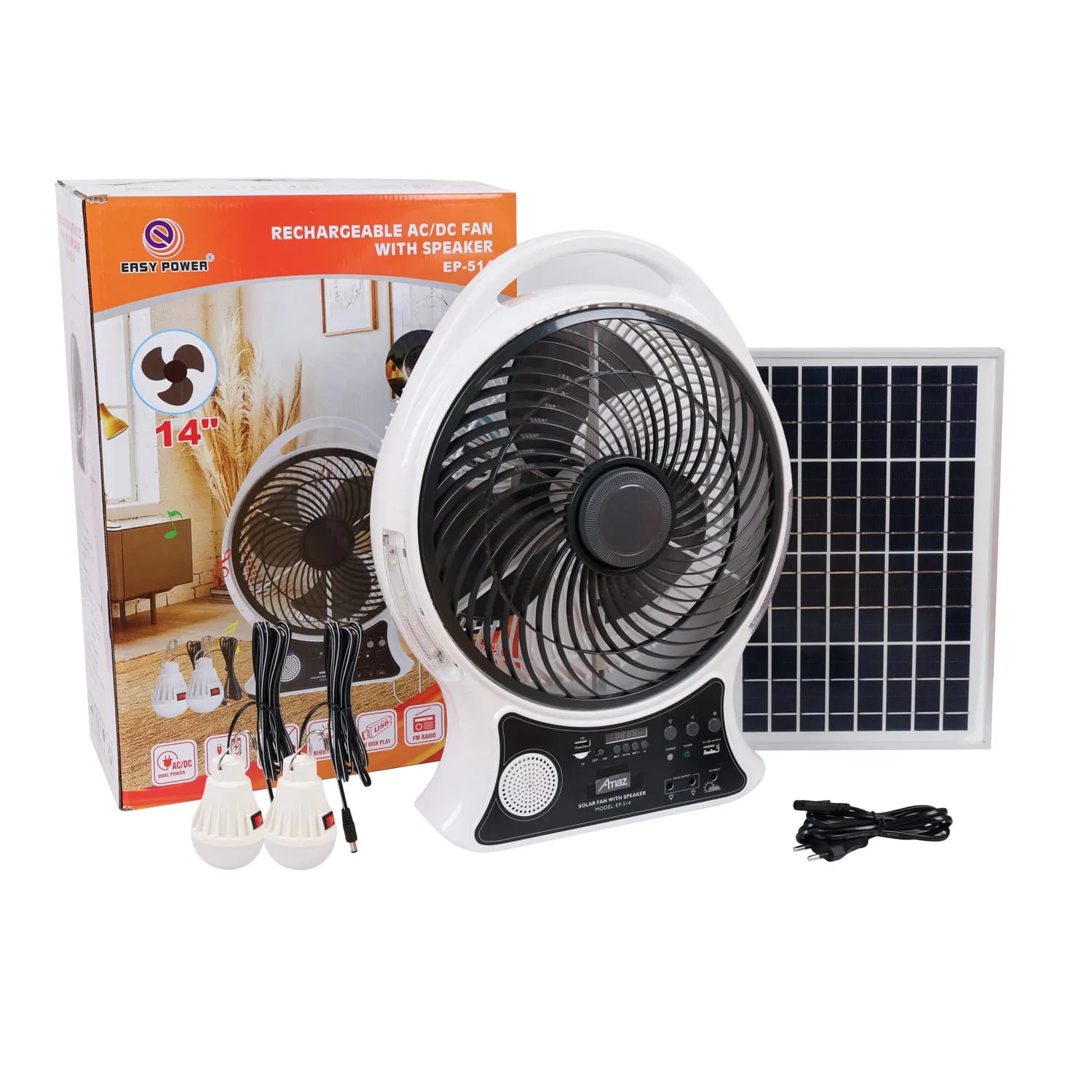 Ventilador Recargable con Panel Solar