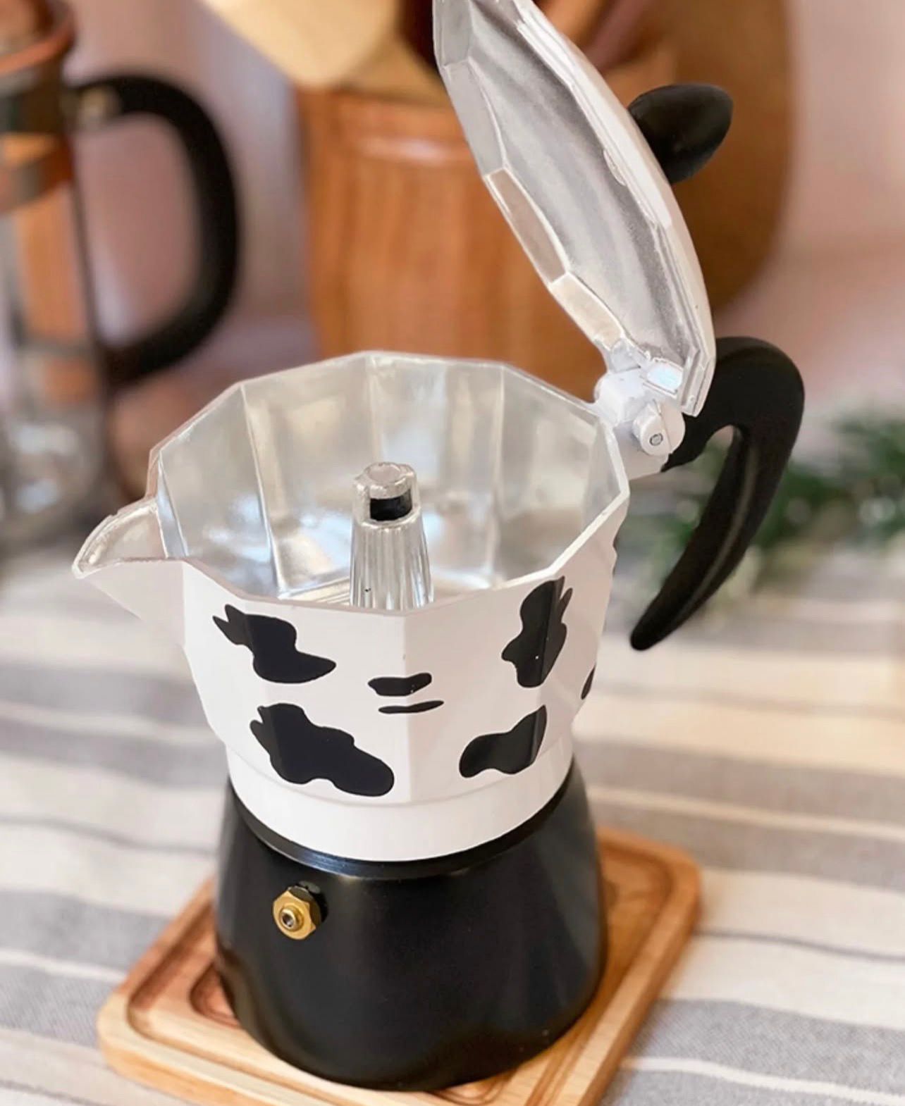 Cafetera italiana diseño vaca, greca para cafe  de 9 taza 