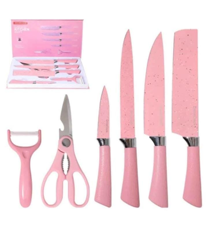 Set de cuchillos de cocina rosa