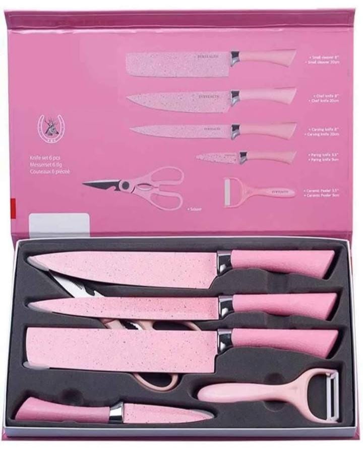 Set de cuchillos de cocina rosa