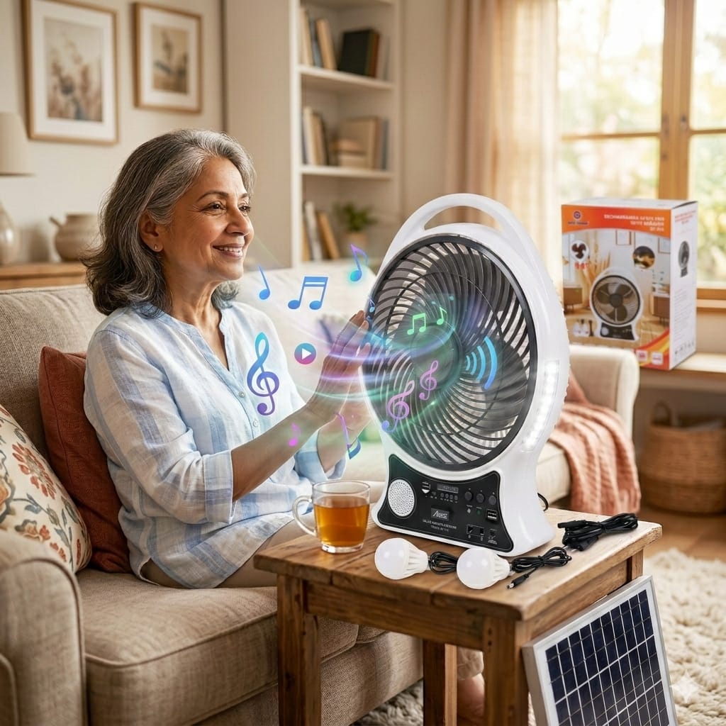 Ventilador Recargable con Panel Solar