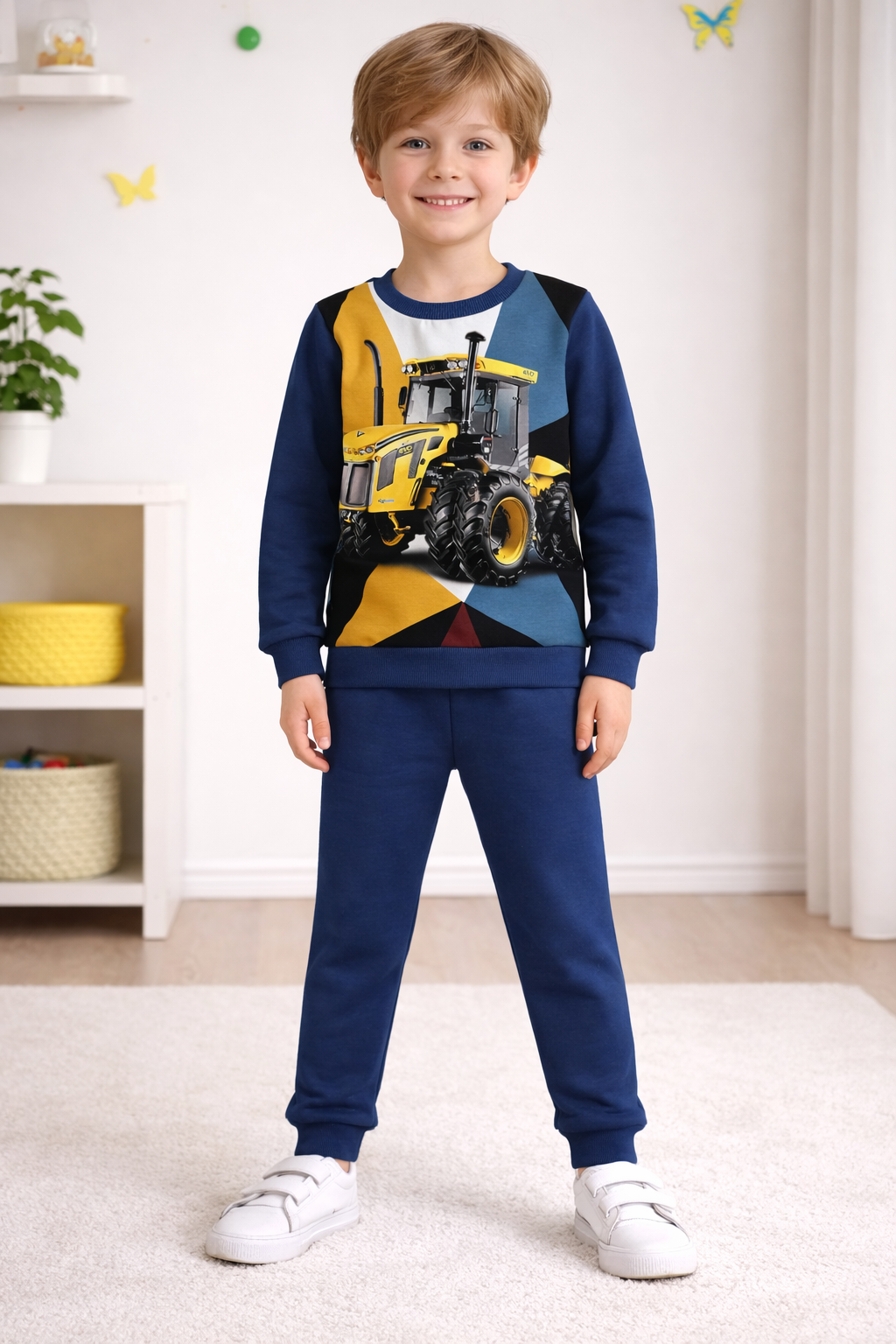 Vaikiškas sportinis kostiumas su traktoriumi