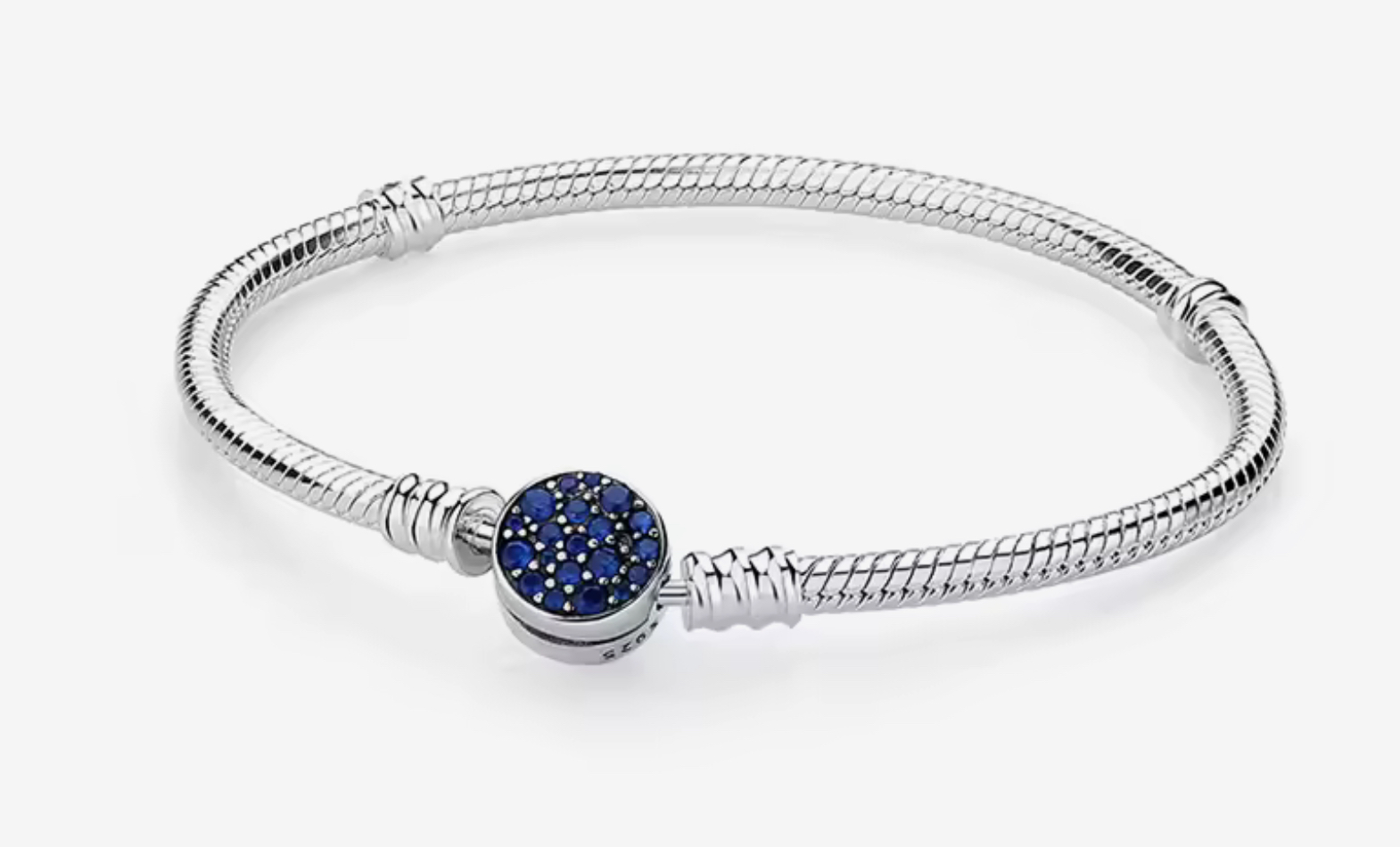Pulsera de plata con cierre azul