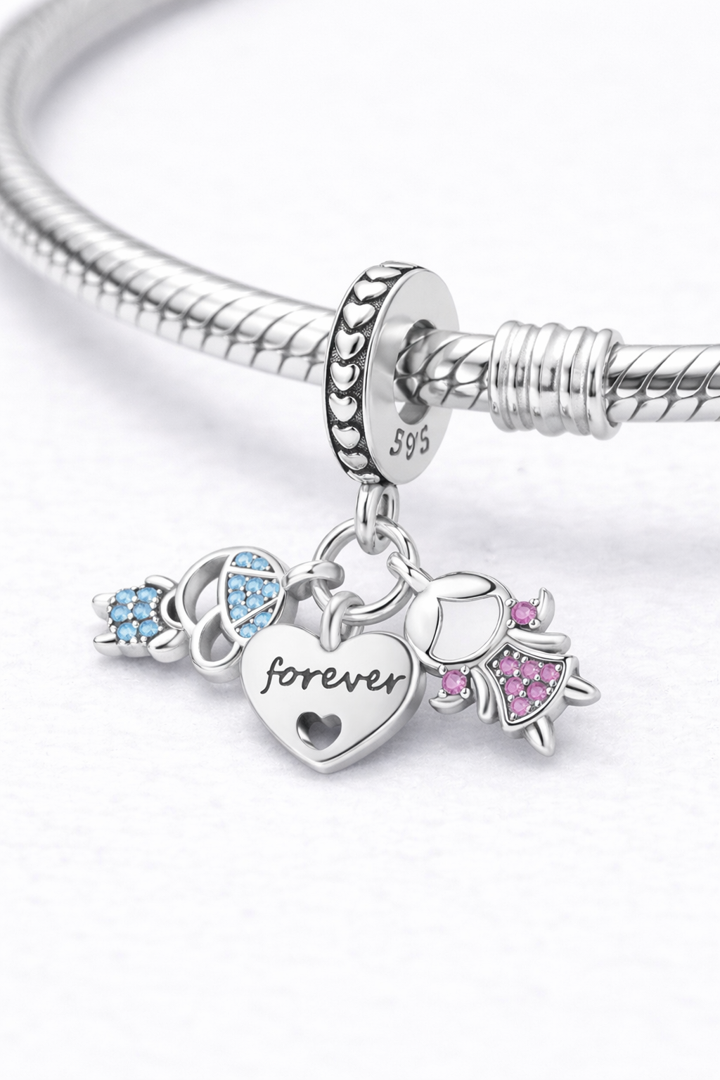 Charm Familia Forever Niña & Niño – Plata de Ley 925
