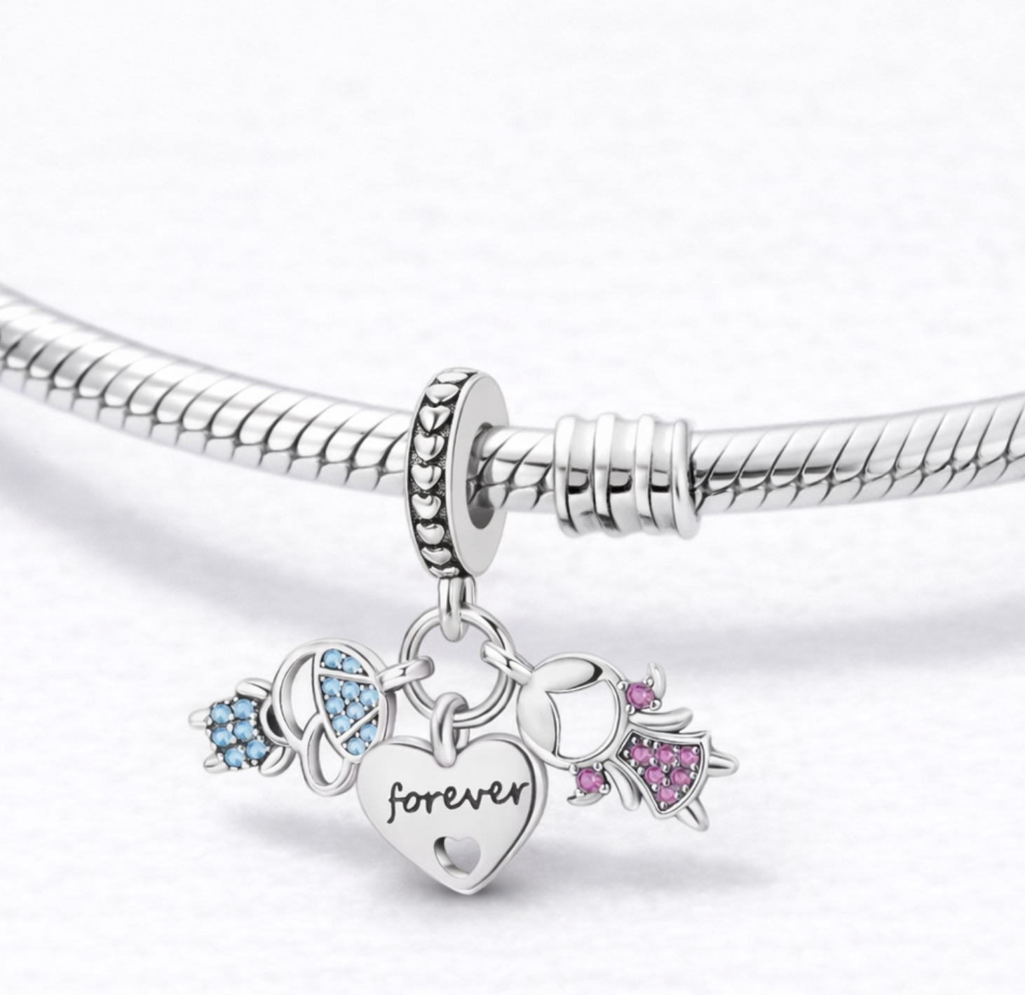 Charm Familia Forever Niña & Niño – Plata de Ley 925