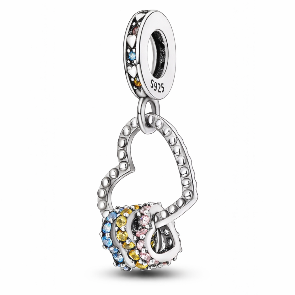 Charm Corazón Colgante Multicolor – Plata de Ley 925