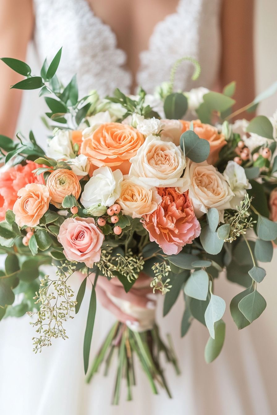 Ramo de Novia Premium en Tonos Salmón & Crema