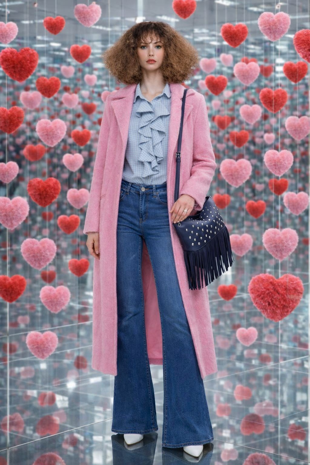 ABRIGO EFECTO ALPACA ROSA