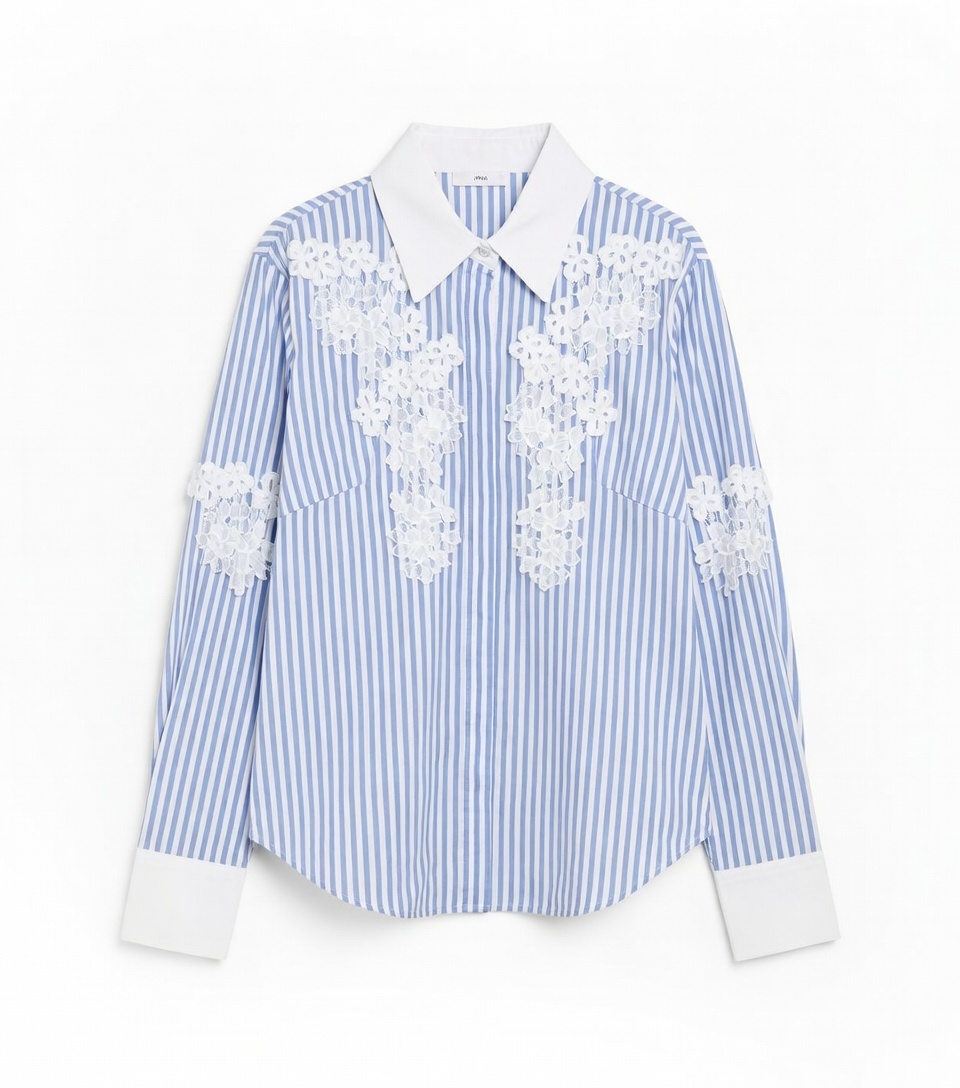 CAMISA DE RAYAS DETALLES DE ENCAJE