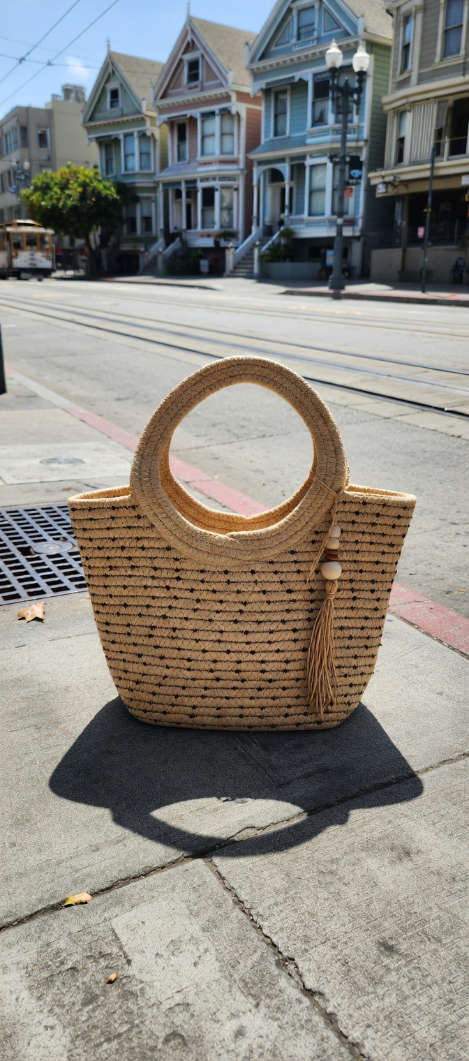 BOLSO CHARM RAFIA SHOPPER