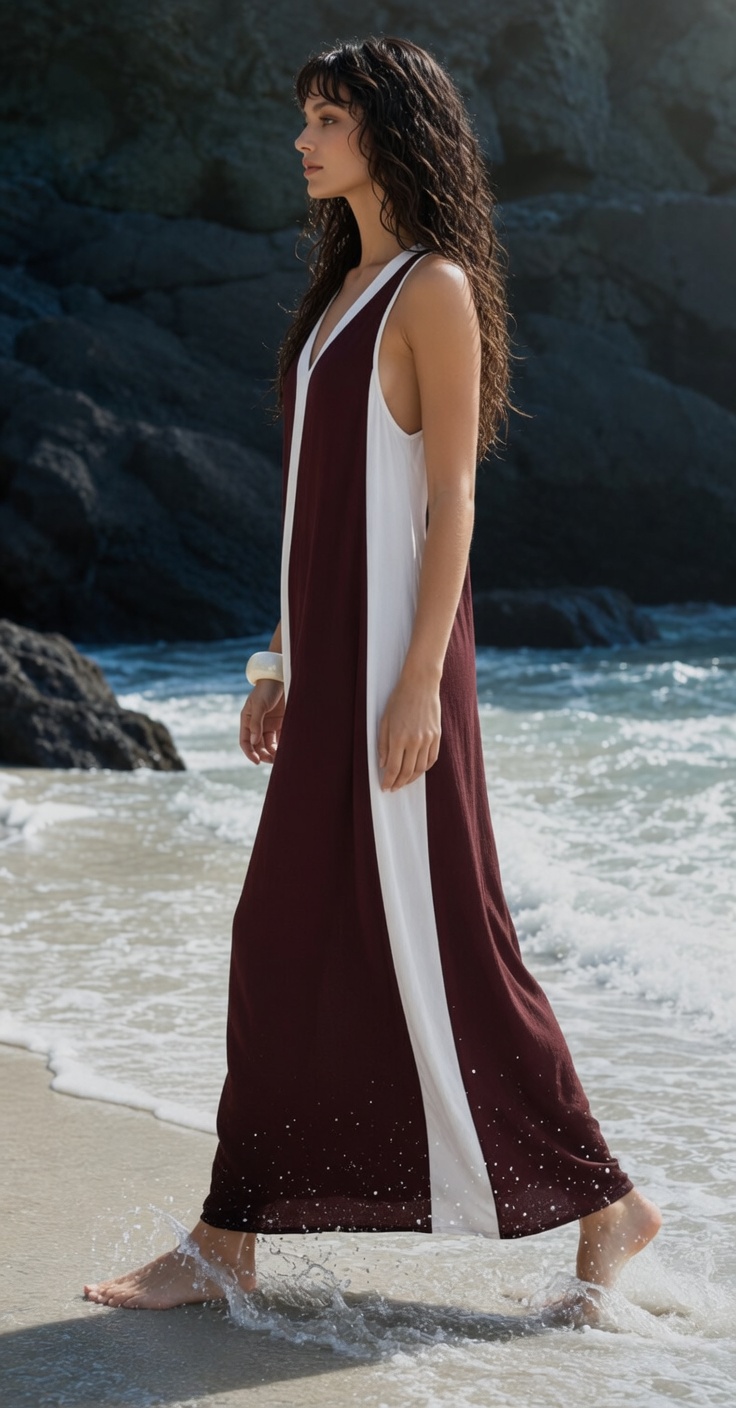 VESTIDO LARGO FRANJAS LATERALES