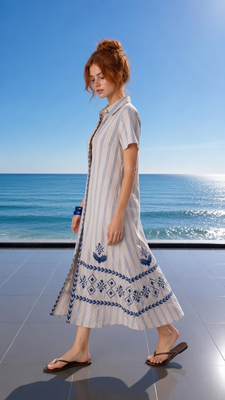 VESTIDO CAMISERO BORDADOS