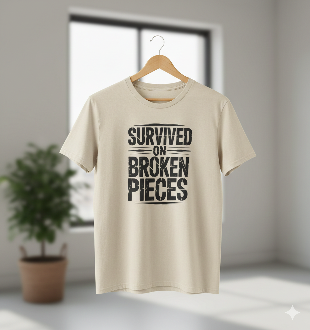 SURVIVED ON BROKEN PIECES T-SHIRT