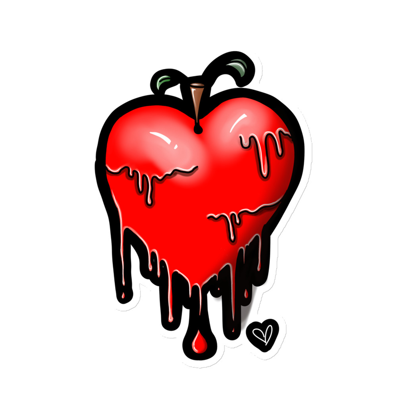Forbidden Fruit Magnet, Bleeding Apple Heart Artwork, Mystic Gift, Fridge Art, Shadow Work, Digital Drawing, Montreal Artist