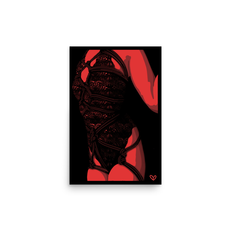 Bound Desire Original Artwork Print | Shibari Art Boudoir High Contrast Erotic Rope Poster