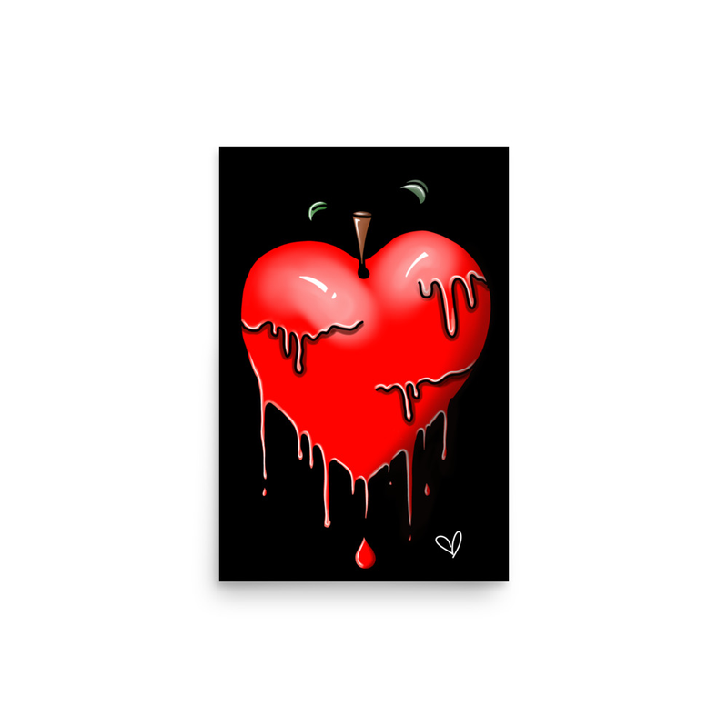 Forbidden Fruit Art | Bleeding Apple Heart Digital Print | Feminist Spiritual Wall Decor