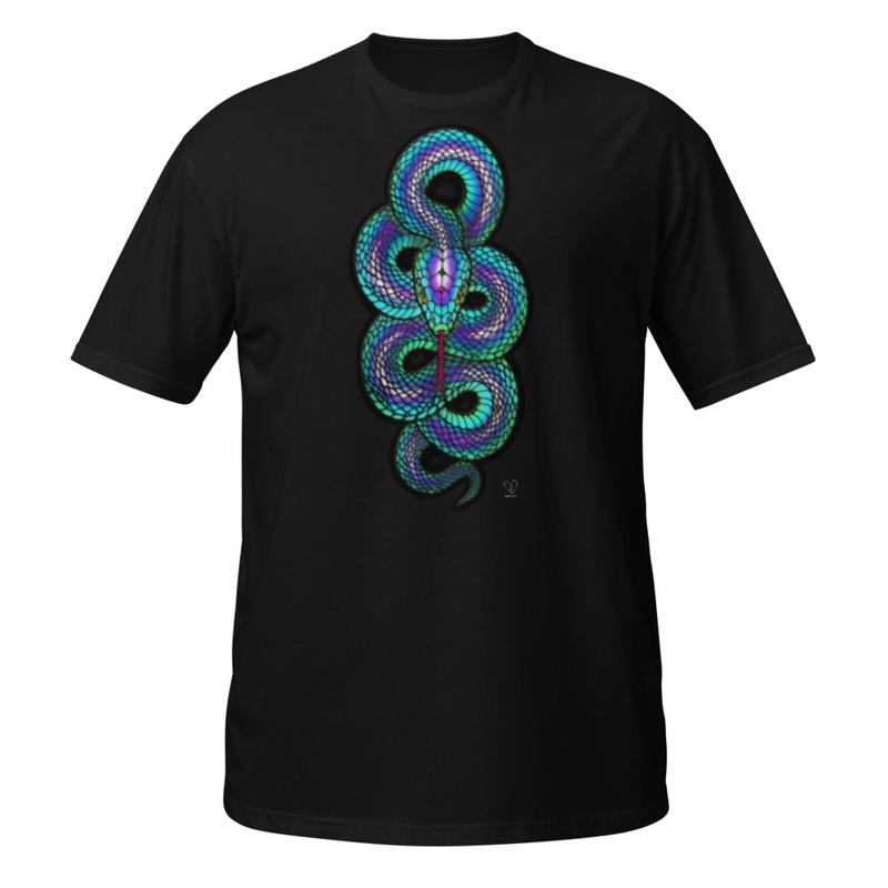 Stained Glass Snake Holographic T-shirt, Mystical Occult Tee, Witchy Apparel, Kundalini Snake Art, Boho Witch Apparel