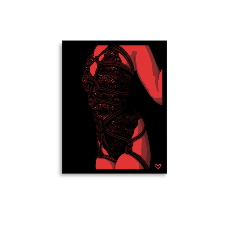 Bound Desire Original Artwork Print | Shibari Art Boudoir High Contrast Erotic Rope Poster